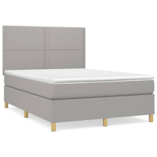 vidaXL világosszürke szövet rugós ágy matraccal 140 x 190 cm (3142249) ágy és ágykellék