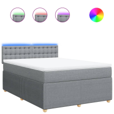 vidaXL világosszürke szövet rugós ágy matraccal 140 x 190 cm (3289765) ágy és ágykellék