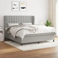 vidaXL világosszürke szövet rugós ágy matraccal 160 x 200 cm ágy és ágykellék