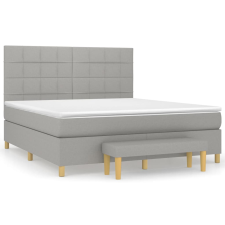 vidaXL világosszürke szövet rugós ágy matraccal 160 x 200 cm (3137165) ágy és ágykellék