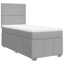 vidaXL világosszürke szövet rugós ágy matraccal 90 x 200 cm (3291544) ágy és ágykellék