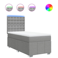 vidaXL világosszürke szövet rugós ágy matraccal 90 x 200 cm (3293865) ágy és ágykellék