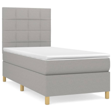 vidaXL világosszürke szövet rugós ágy matraccal 90x190 cm (3142297) ágy és ágykellék