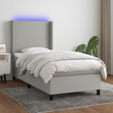 vidaXL világosszürke szövet rugós és LED-es ágy matraccal 100x200 cm ágy és ágykellék