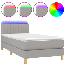 vidaXL világosszürke szövet rugós és LED-es ágy matraccal 100x200 cm (3133853) ágy és ágykellék