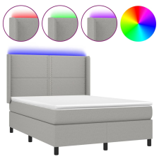 vidaXL világosszürke szövet rugós és LED-es ágy matraccal 140x190 cm (3138229) ágy és ágykellék