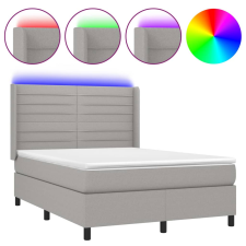 vidaXL világosszürke szövet rugós és LED-es ágy matraccal 140x190 cm (3138389) ágy és ágykellék