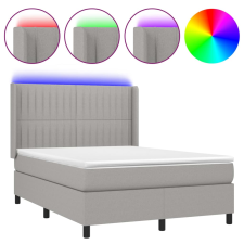 vidaXL világosszürke szövet rugós és LED-es ágy matraccal 140x190 cm (3138469) ágy és ágykellék