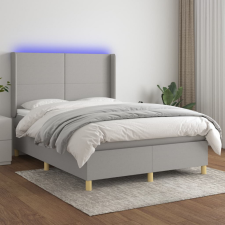 vidaXL világosszürke szövet rugós és LED-es ágy matraccal 140x200 cm ágy és ágykellék