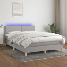 vidaXL világosszürke szövet rugós és LED-es ágy matraccal 140x200 cm ágy és ágykellék