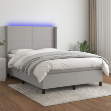 vidaXL Világosszürke szövet rugós és LED-es ágy matraccal 140x200 cm bútor