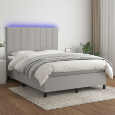 vidaXL Világosszürke szövet rugós és LED-es ágy matraccal 140x200 cm ágy és ágykellék