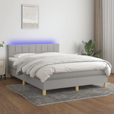 vidaXL világosszürke szövet rugós és LED-es ágy matraccal 140x200 cm ágy és ágykellék