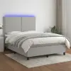 vidaXL világosszürke szövet rugós és LED-es ágy matraccal 140x200 cm
