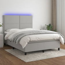 vidaXL világosszürke szövet rugós és LED-es ágy matraccal 140x200 cm ágy és ágykellék