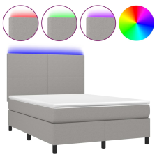 vidaXL világosszürke szövet rugós és LED-es ágy matraccal 140x200 cm (3134717) ágy és ágykellék