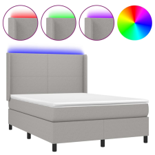 vidaXL világosszürke szövet rugós és LED-es ágy matraccal 140x200 cm (3138157) ágy és ágykellék