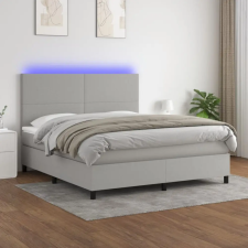 vidaXL világosszürke szövet rugós és LED-es ágy matraccal 160x200 cm ágy és ágykellék