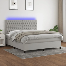 vidaXL világosszürke szövet rugós és LED-es ágy matraccal 160x200 cm ágy és ágykellék