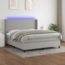 vidaXL világosszürke szövet rugós és LED-es ágy matraccal 160x200 cm ágy és ágykellék