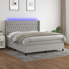vidaXL világosszürke szövet rugós és LED-es ágy matraccal 160x200 cm ágy és ágykellék