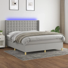 vidaXL világosszürke szövet rugós és LED-es ágy matraccal 160x200 cm ágy és ágykellék