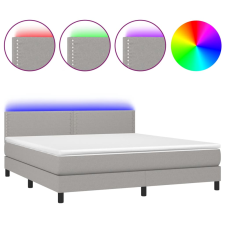 vidaXL világosszürke szövet rugós és LED-es ágy matraccal 160x200 cm (3133093) ágy és ágykellék