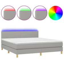 vidaXL világosszürke szövet rugós és LED-es ágy matraccal 160x200 cm (3133573) ágy és ágykellék
