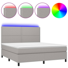 vidaXL világosszürke szövet rugós és LED-es ágy matraccal 160x200 cm (3134805) ágy és ágykellék