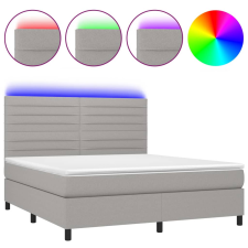 vidaXL világosszürke szövet rugós és LED-es ágy matraccal 160x200 cm (3134965) ágy és ágykellék