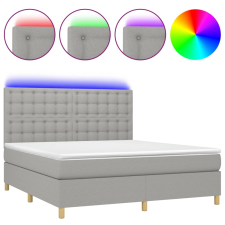 vidaXL világosszürke szövet rugós és LED-es ágy matraccal 160x200 cm (3135773) ágy és ágykellék
