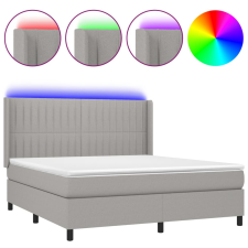 vidaXL világosszürke szövet rugós és LED-es ágy matraccal 160x200 cm (3138485) ágy és ágykellék