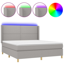 vidaXL világosszürke szövet rugós és LED-es ágy matraccal 160x200 cm (3138805) ágy és ágykellék