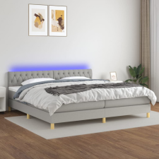 vidaXL világosszürke szövet rugós és LED-es ágy matraccal 200x200 cm ágy és ágykellék