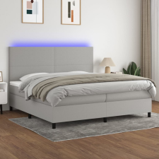 vidaXL világosszürke szövet rugós és LED-es ágy matraccal 200x200 cm ágy és ágykellék