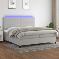 vidaXL világosszürke szövet rugós és LED-es ágy matraccal 200x200 cm ágy és ágykellék