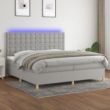 vidaXL világosszürke szövet rugós és LED-es ágy matraccal 200x200 cm ágy és ágykellék