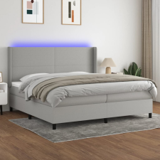 vidaXL világosszürke szövet rugós és LED-es ágy matraccal 200x200 cm ágy és ágykellék