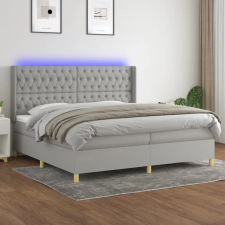 vidaXL világosszürke szövet rugós és LED-es ágy matraccal 200x200 cm ágy és ágykellék