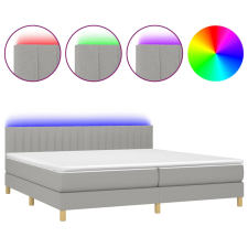vidaXL világosszürke szövet rugós és LED-es ágy matraccal 200x200 cm (3133901) ágy és ágykellék