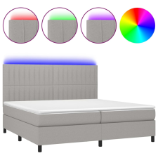 vidaXL világosszürke szövet rugós és LED-es ágy matraccal 200x200 cm (3135061) ágy és ágykellék