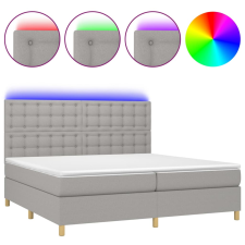 vidaXL világosszürke szövet rugós és LED-es ágy matraccal 200x200 cm (3135781) ágy és ágykellék