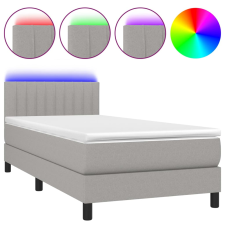 vidaXL világosszürke szövet rugós és LED-es ágy matraccal 80 x 200 cm (3133269) ágy és ágykellék