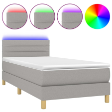 vidaXL világosszürke szövet rugós és LED-es ágy matraccal 80 x 200 cm (3133749) ágy és ágykellék