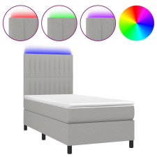 vidaXL világosszürke szövet rugós és LED-es ágy matraccal 90x190 cm (3134997) ágy és ágykellék