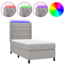 vidaXL világosszürke szövet rugós és LED-es ágy matraccal 90x190 cm (3138517) ágy és ágykellék