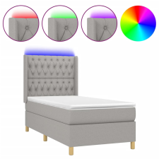 vidaXL világosszürke szövet rugós és LED-es ágy matraccal 90x190 cm (3139077) ágy és ágykellék