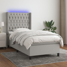vidaXL világosszürke szövet rugós és LED-es ágy matraccal 90x200 cm ágy és ágykellék
