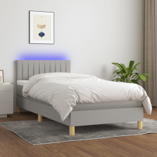 vidaXL világosszürke szövet rugós és LED-es ágy matraccal 90x200 cm ágy és ágykellék