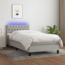 vidaXL világosszürke szövet rugós és LED-es ágy matraccal 90x200 cm ágy és ágykellék